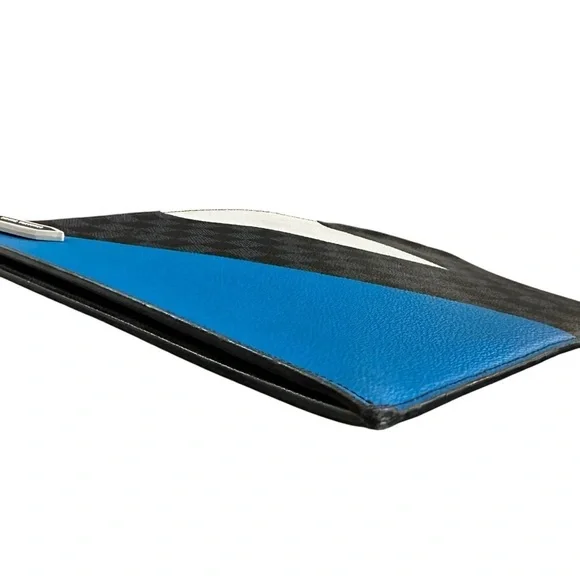 Authentic Louis Vuitton Damier Cobalt Red Blue & White Leather Cup Large Clutch - Picture 9 of 12